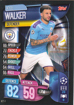 Kyle Walker Manchester City 2019/20 Topps Match Attax CL #MCY4